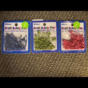 NWT Allary  3pack Crafty safety pins BlueGreenPink